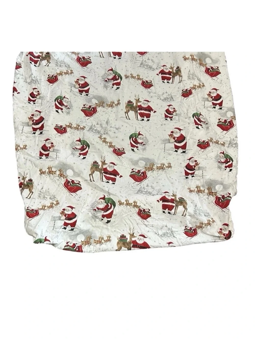 Pottery Barn Kids Christmas HERITAGE SANTA Twin Bedding 1 Fitted Sheet, 1 Pillow